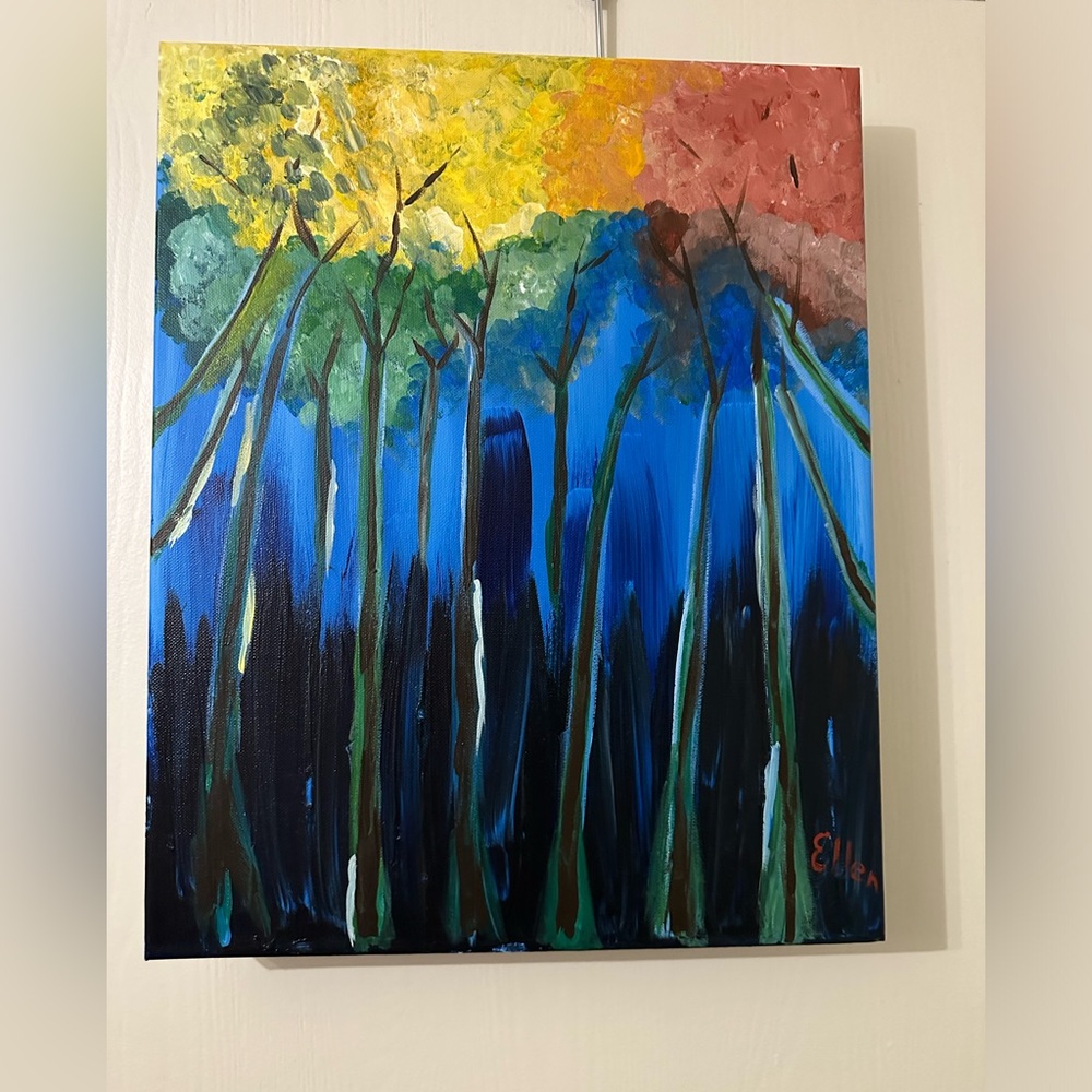 Unfinished amateur painting 16 x 20 needs to be finished signed by Ellen